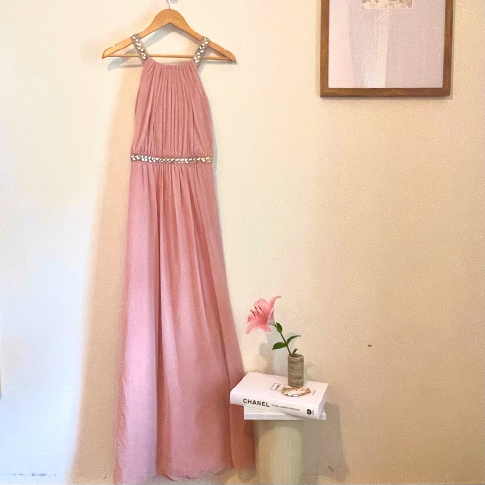 BCBG Max Azria Beautiful Crystal and Pink Maxi Dress